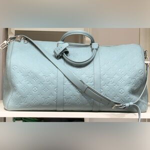 Louis Vuitton blue green Keepall Bandoulière 50